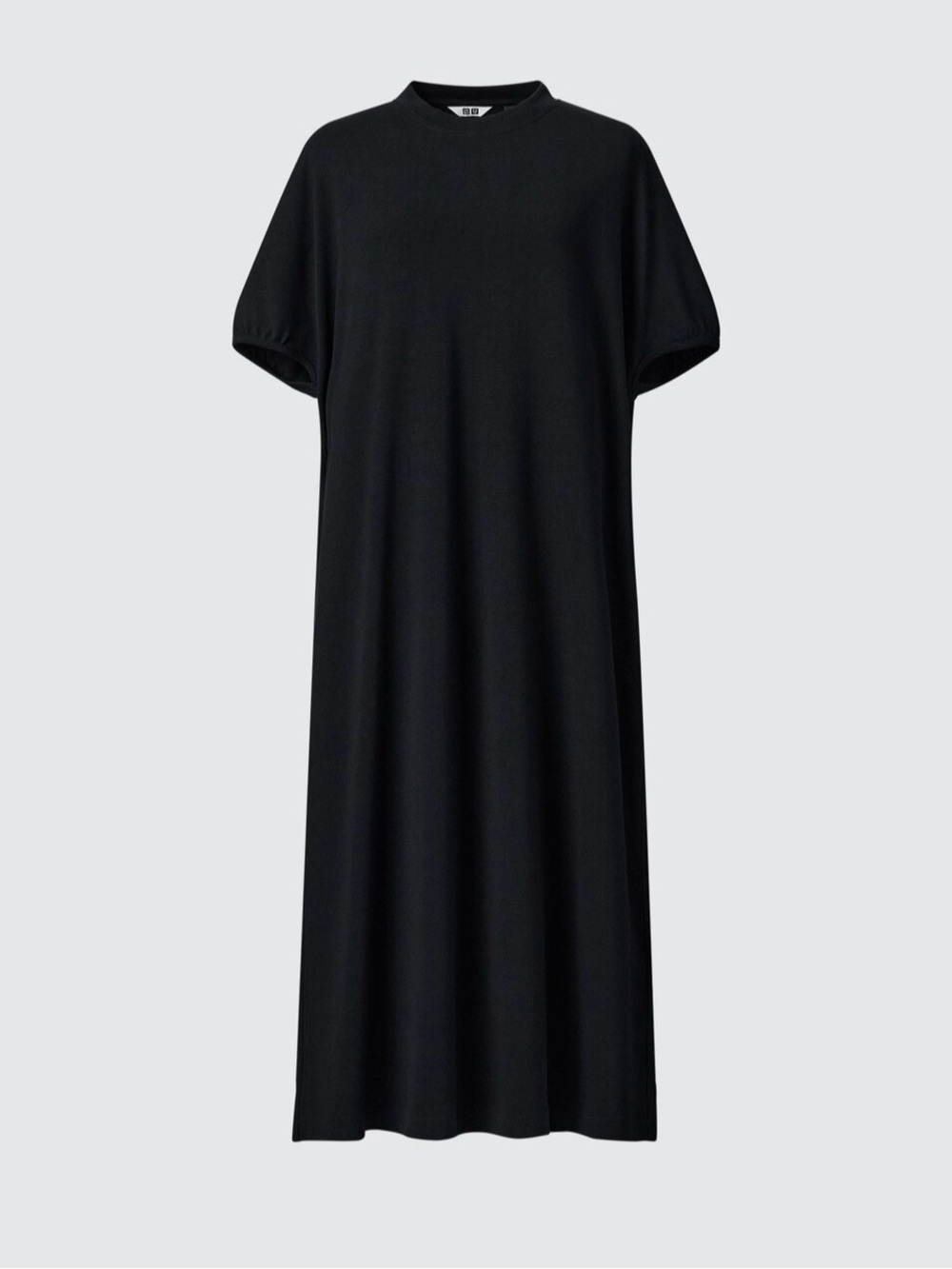 UNIQLO U Black Short sleeve draped maxi dress sz small minimalist relax chic